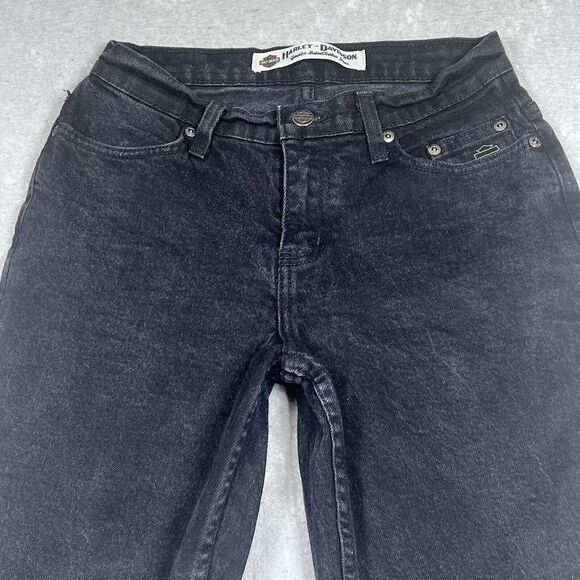 Harley Davidson Jeans Womens Size 4P Black Straight Leg Dark Wash Denim - Picture 2 of 13